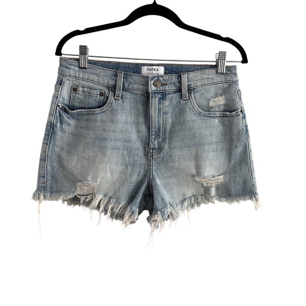 Pistola Stitch Fix Women 28 Light Wash Denim Distressed Frayed Cutoff Jean Short